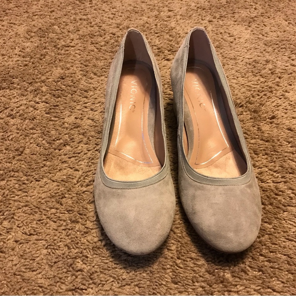 Women's Vionic Natalie Block Heel Pump Slate Grey Suede - Picture 8 of 10